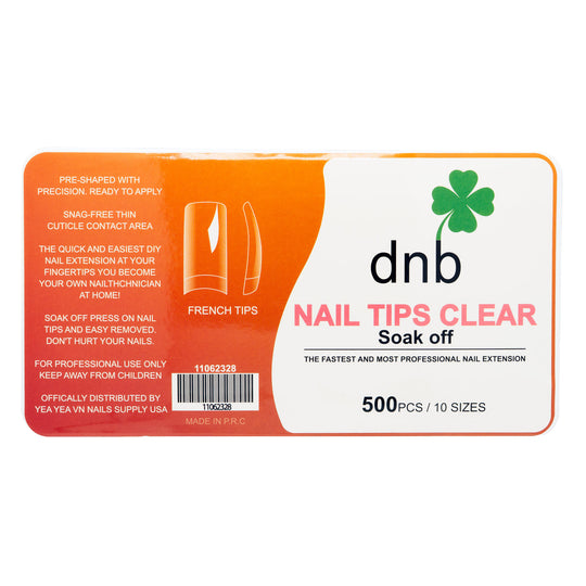 DNB French Clear Gel Tips, Soak-Off Nail Extensions