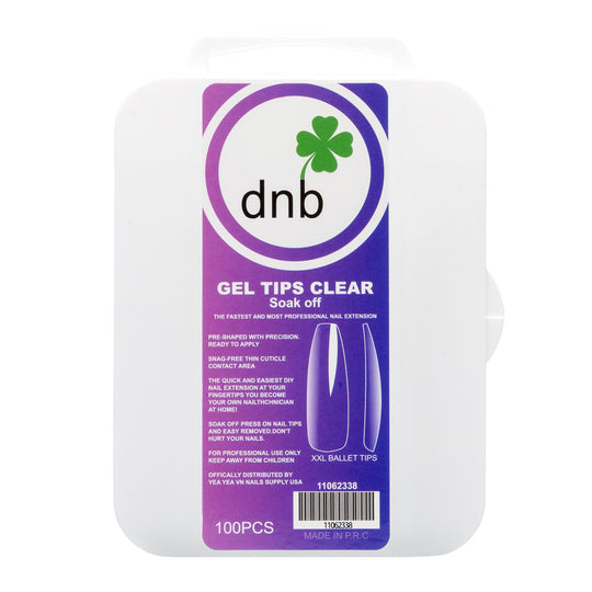 DNB XXL Ballet Clear Gel Tips, Soak-Off Nail Extensions