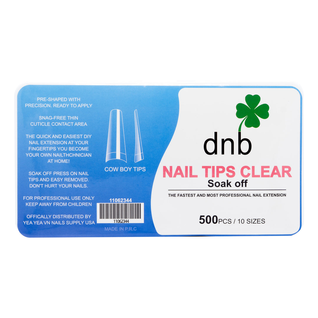 DNB Cow Boy Clear Gel Tips, 500PCS Soak-Off Nail Extensions