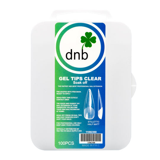 DNB Stiletto Half Matt Clear Gel Tips, Soak-Off Nail Extensions