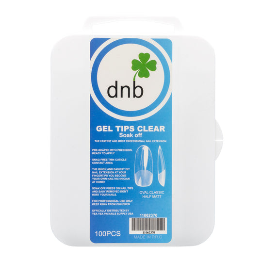DNB Oval Classic Half Matt Clear Gel Tips, Soak-Off Nail Extensions