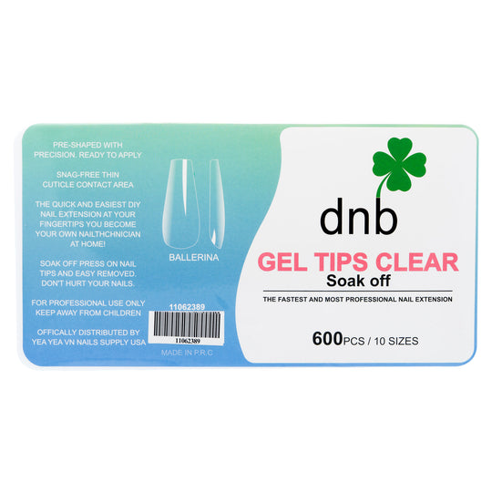 DNB Ballerina Clear Gel Tips, Soak-Off Nail Extensions