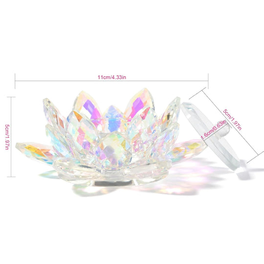 Nail Art Dappen Dish with Lid Lotus Flower Shape Crystal