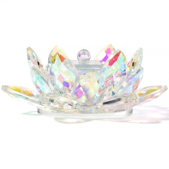 Nail Art Dappen Dish with Lid Lotus Flower Shape Crystal