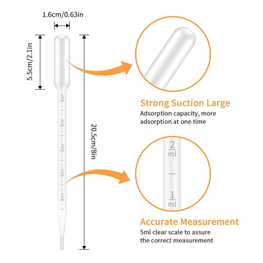 Plastic Pasteur Pipette Precision Liquid Applicator for Nail Art & Beauty