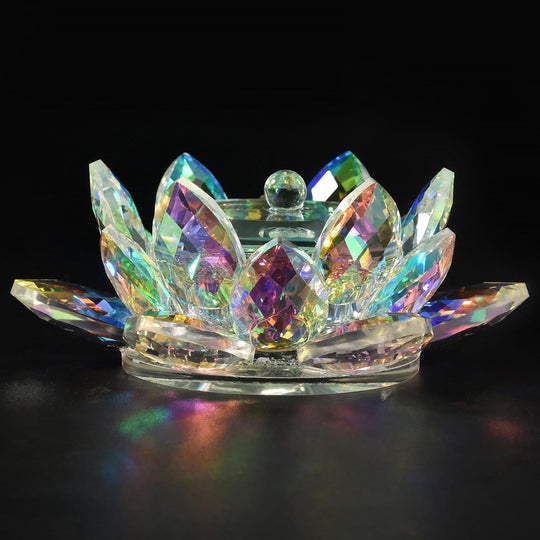 Nail Art Dappen Dish with Lid Lotus Flower Shape Crystal