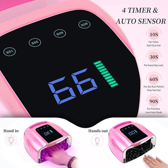 96W Rechargeable UV LED Nail Lamp for Fingernails and Toenails