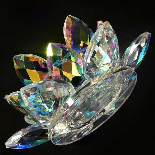 Nail Art Dappen Dish with Lid Lotus Flower Shape Crystal