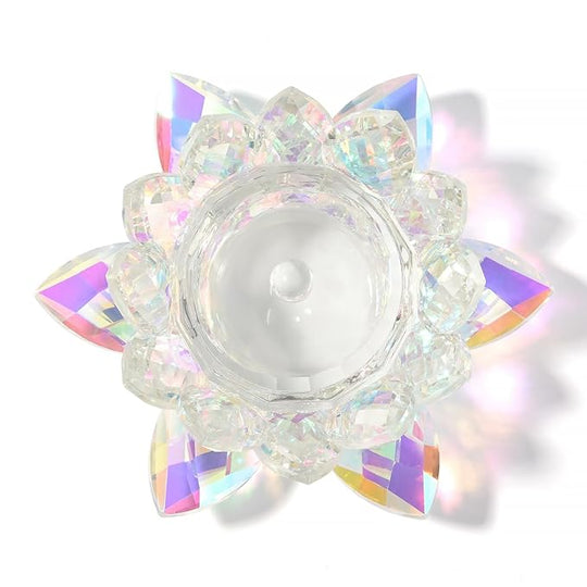 Nail Art Dappen Dish with Lid Lotus Flower Shape Crystal