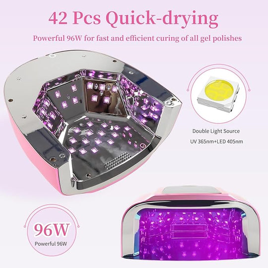 96W Rechargeable UV LED Nail Lamp for Fingernails and Toenails