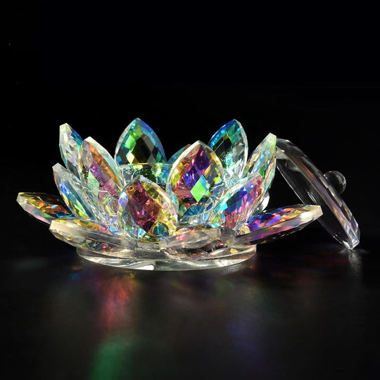 Nail Art Dappen Dish with Lid Lotus Flower Shape Crystal