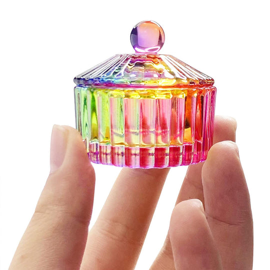 Rainbow Glass Dappen Dish Cup with Lid