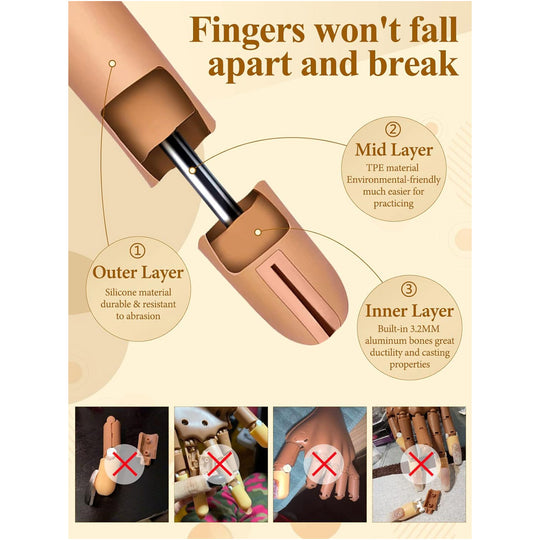 Practice Silicone Hand for Acrylic Nails