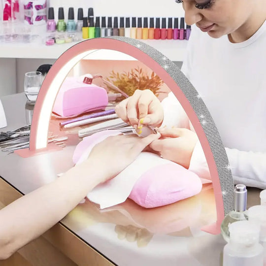 Desk LED Lamp Half-moon-shaped Light for Manicure with Diamonds