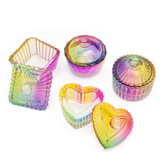 Rainbow Glass Dappen Dish Cup with Lid