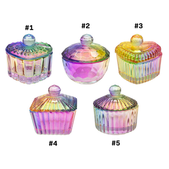Rainbow Glass Dappen Dish Cup with Lid