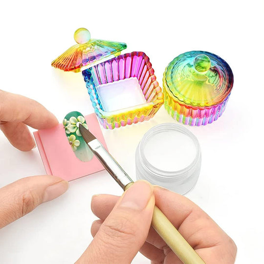 Rainbow Glass Dappen Dish Cup with Lid