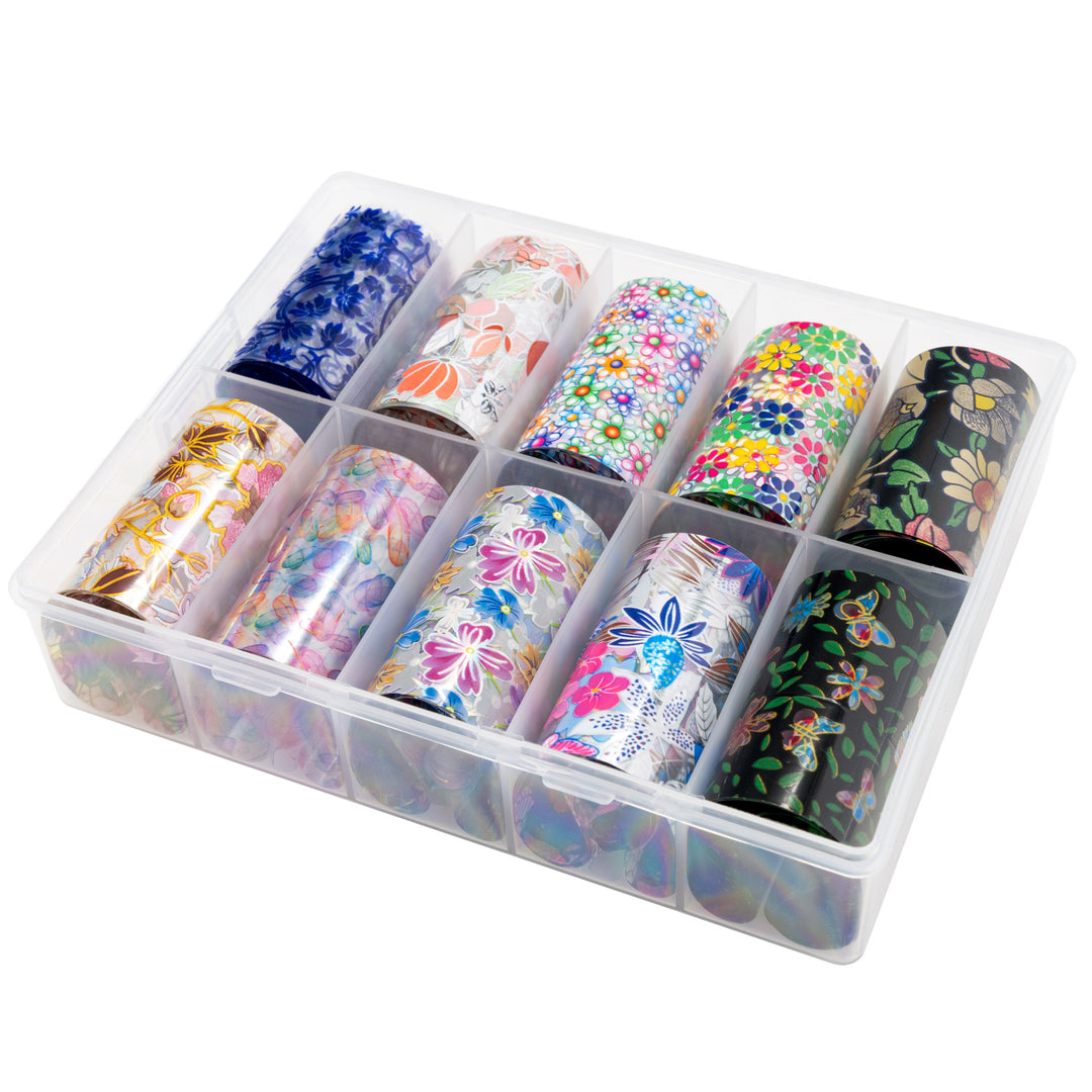 10 Roll Transfer Nail Foil Flowers