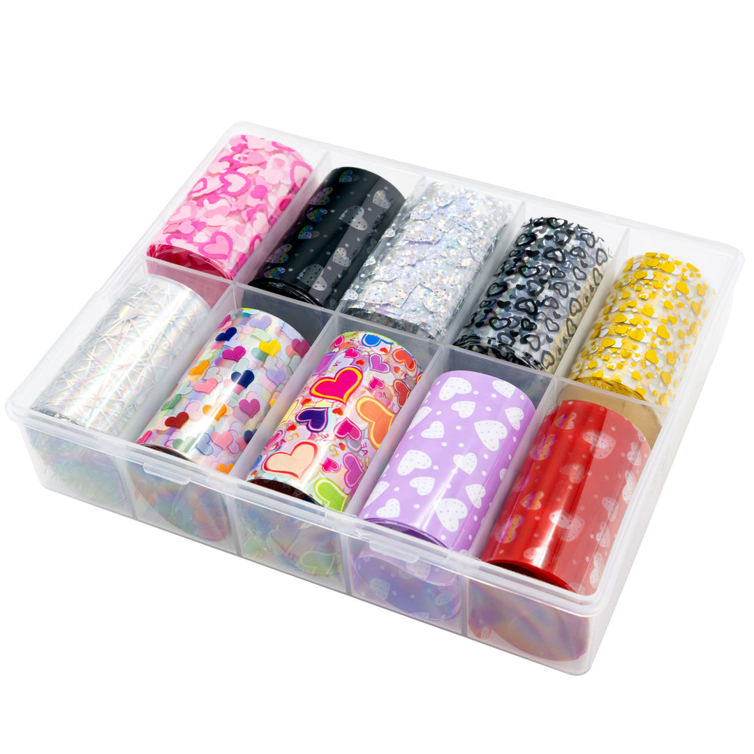 10 Roll Transfer Nail Foil Heart Pattern #01