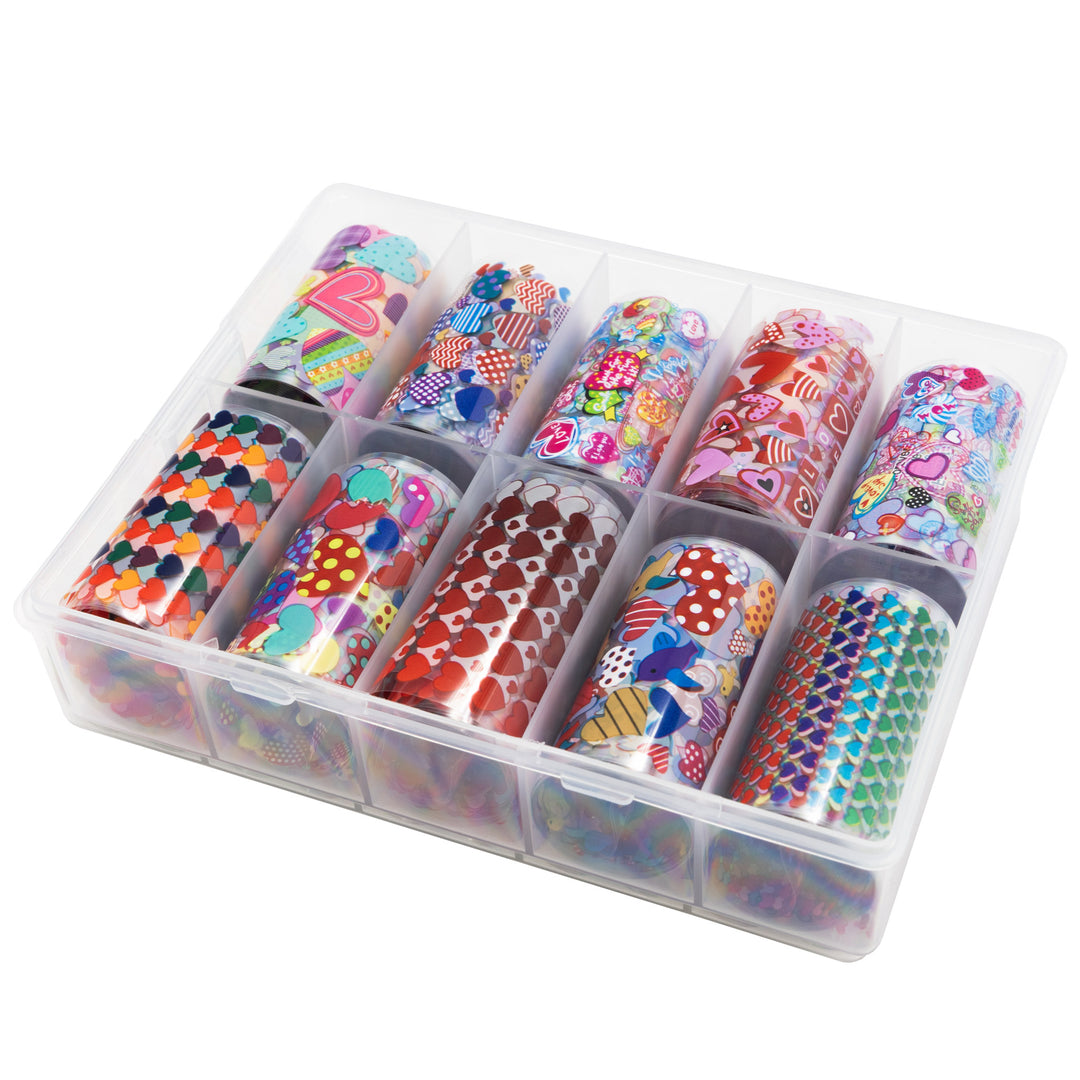 10 Roll Transfer Nail Foil Heart Pattern #03