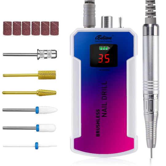iBelieve Professional Portable Nail Drill Brushless 35000RPM