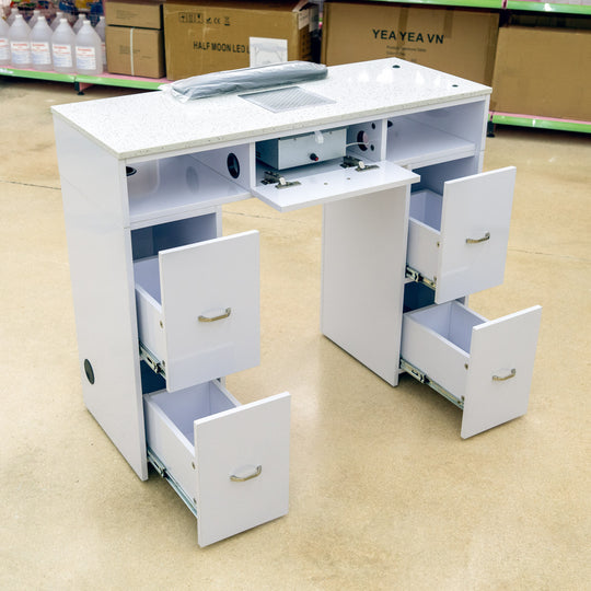 Marble Manicure Table with Dust Collector