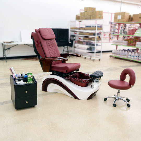 Premium Spa Pedicure Chair, Full Electric Recline & Massage System with Spa Basin