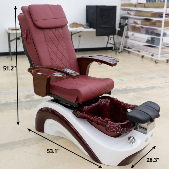 Premium Spa Pedicure Chair, Full Electric Recline & Massage System with Spa Basin
