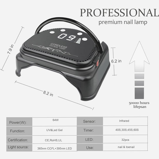 64W iBelieve Cordless Led Nail Lamp