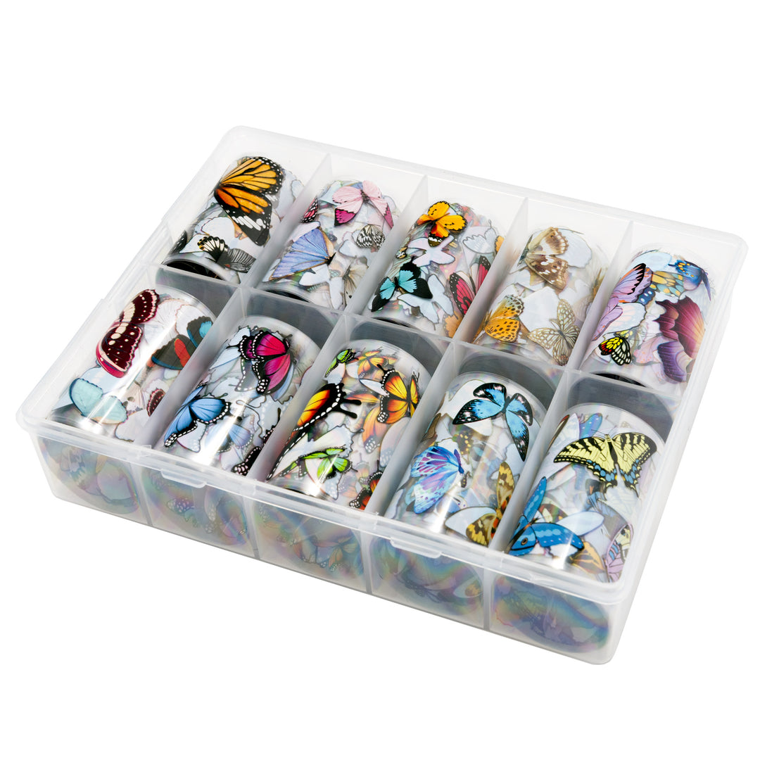 10 Roll Transfer Nail Foil Butterflies