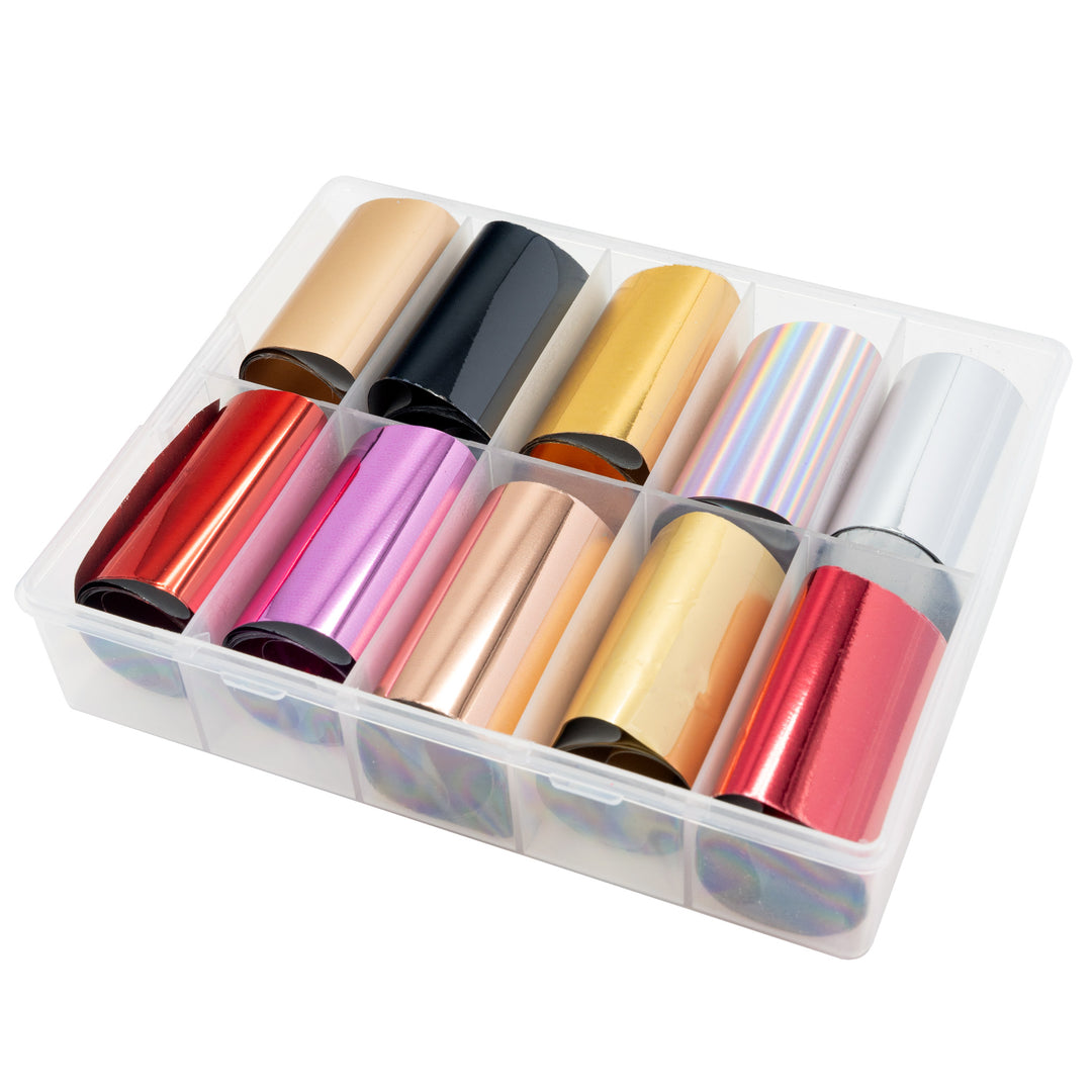 10 Roll Transfer Nail Foil Metallic Colors #01