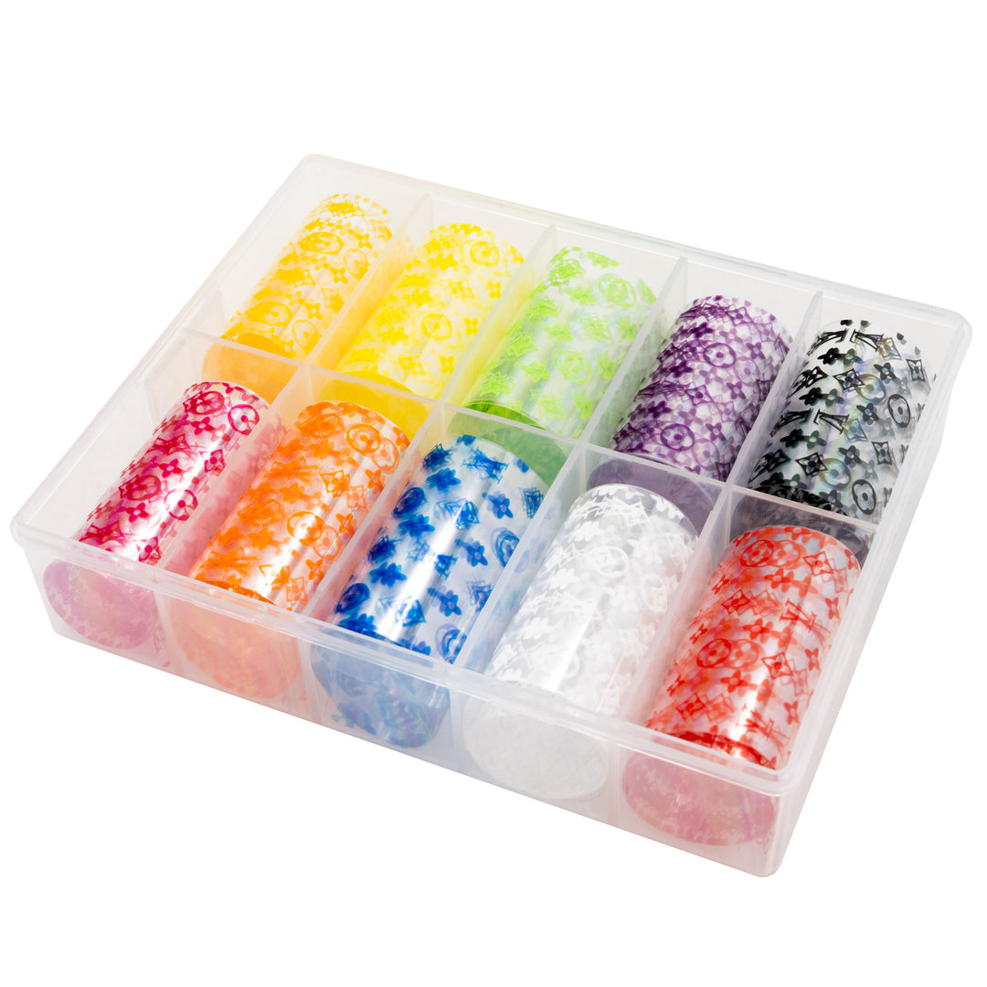 10 Roll Transfer Nail Foil Rainbow Transparent