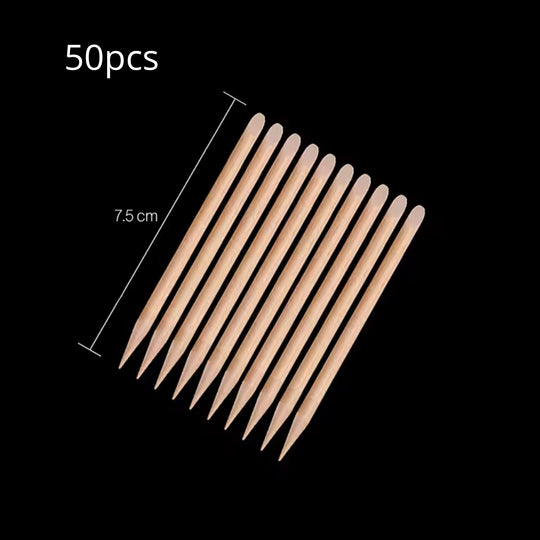 10PCS Orange Wood Nail Sticks Double-Sided Cuticle Pusher & Remover for Manicure & Pedicure