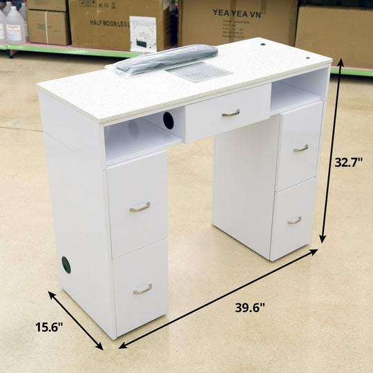 Marble Manicure Table with Dust Collector