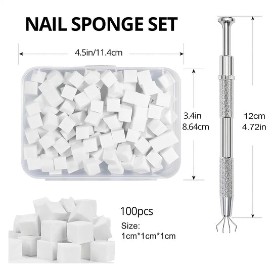 100PCS Soft Sponges with Grabbing Pen for Gradient Nail Art