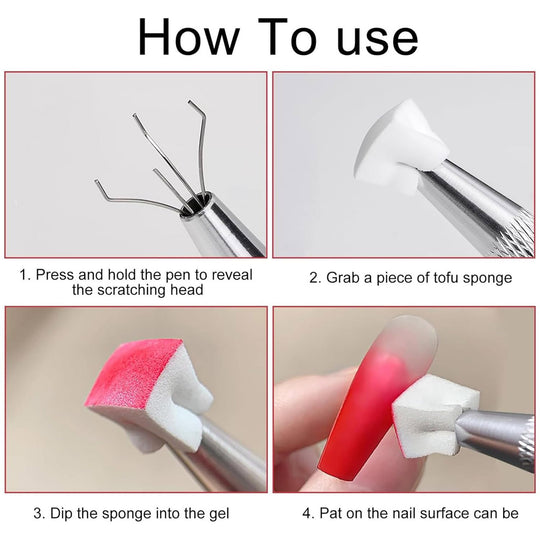 100PCS Soft Sponges with Grabbing Pen for Gradient Nail Art