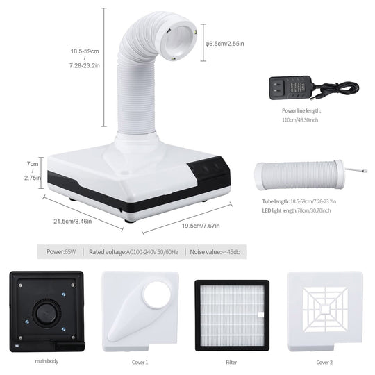 65W Manicure Vacuum Cleaner Nail Dust Collector