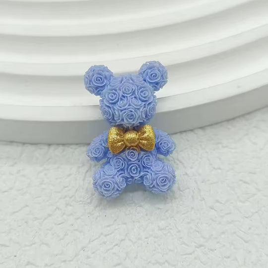 2 PCS Miniature Rose Bear Charms for DIY Nail Art