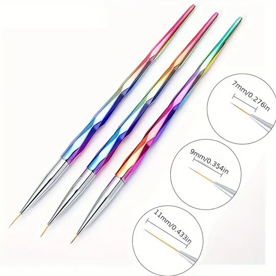 3Pcs Nail Art Liner Brush Set