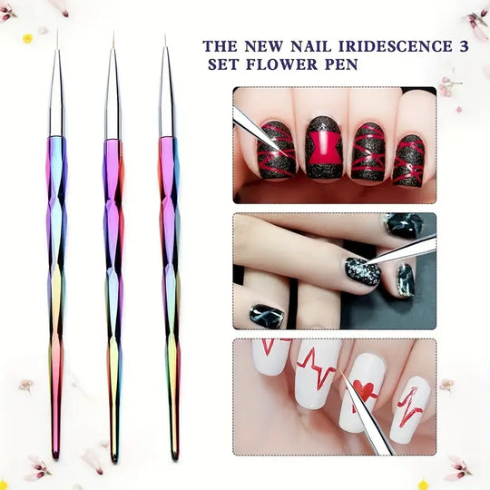 3Pcs Nail Art Liner Brush Set