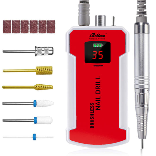 iBelieve Professional Portable Nail Drill Brushless 35000RPM