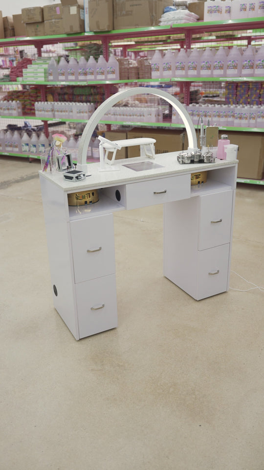 Marble Manicure Table with Dust Collector