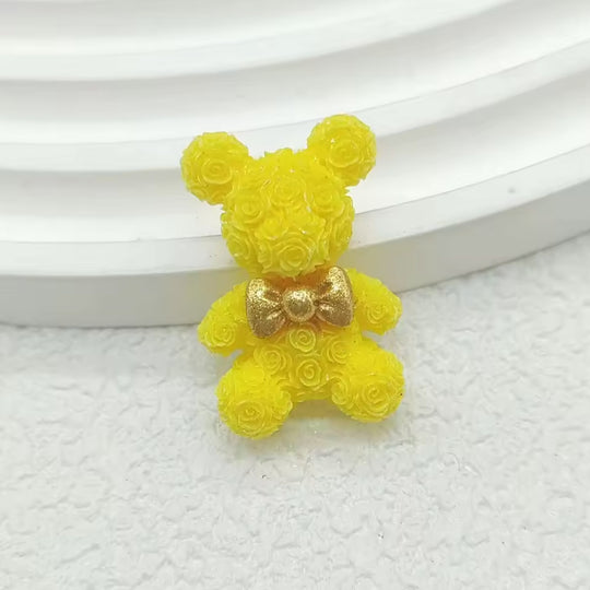 2 PCS Miniature Rose Bear Charms for DIY Nail Art