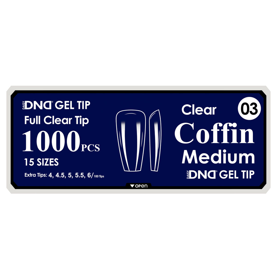 DND Full Clear Gel Tips #03 Coffin Medium (1000 pcs)