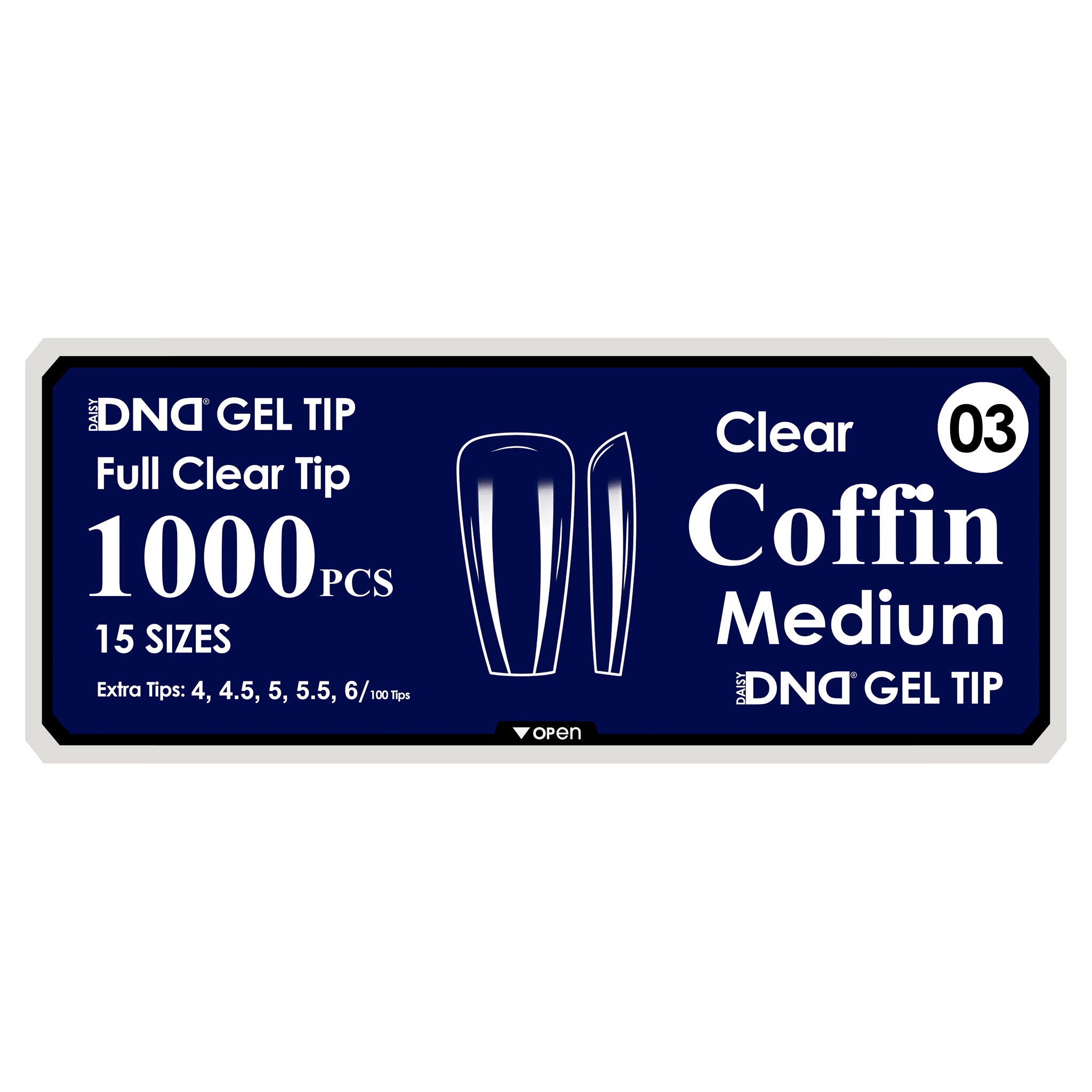 DND Full Clear Gel Tips #03 Coffin Medium (1000 pcs)