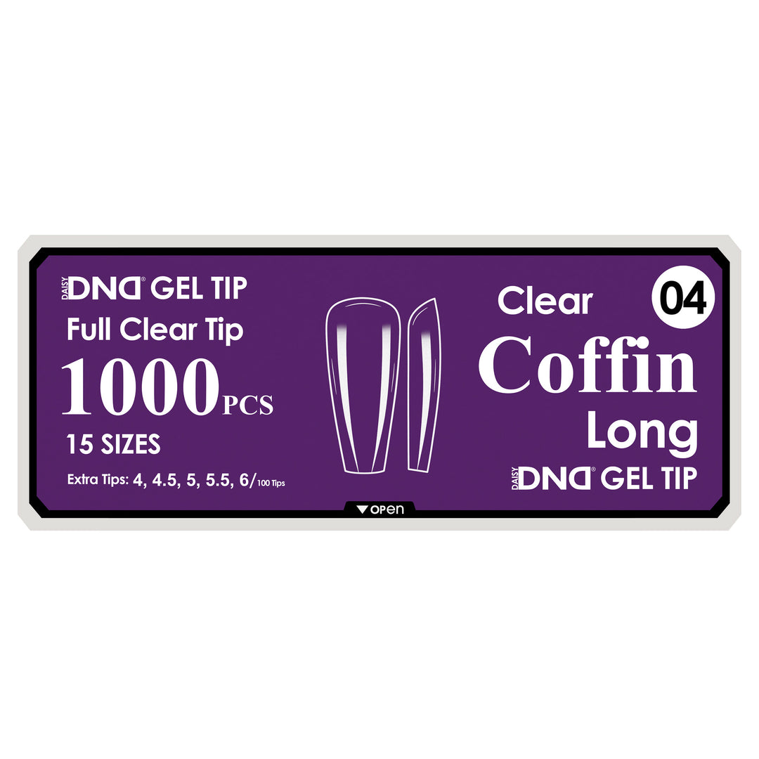 DND Full Clear Gel Tips #04 Coffin Long (1000 pcs)