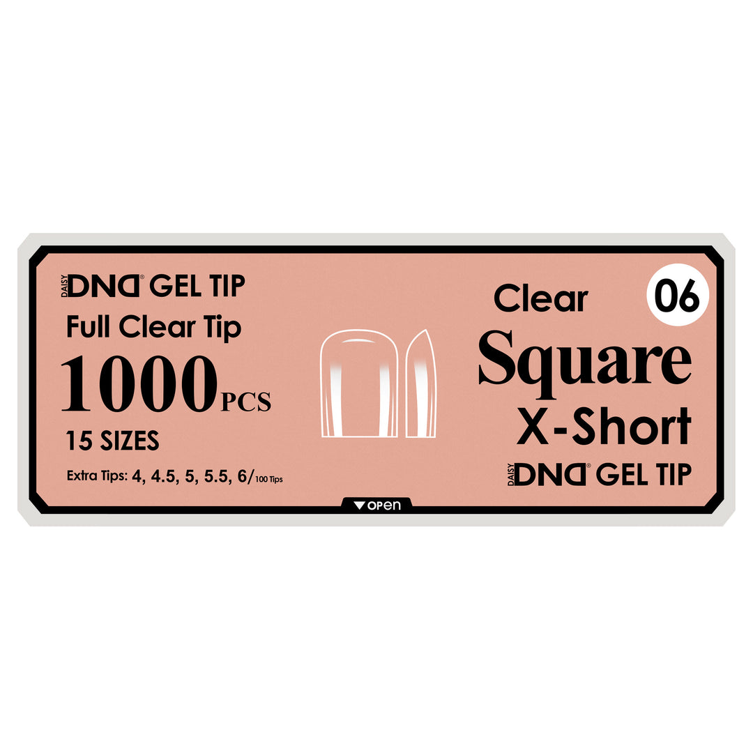 DND Full Clear Gel Tips #06 Square X-Short (1000 pcs)