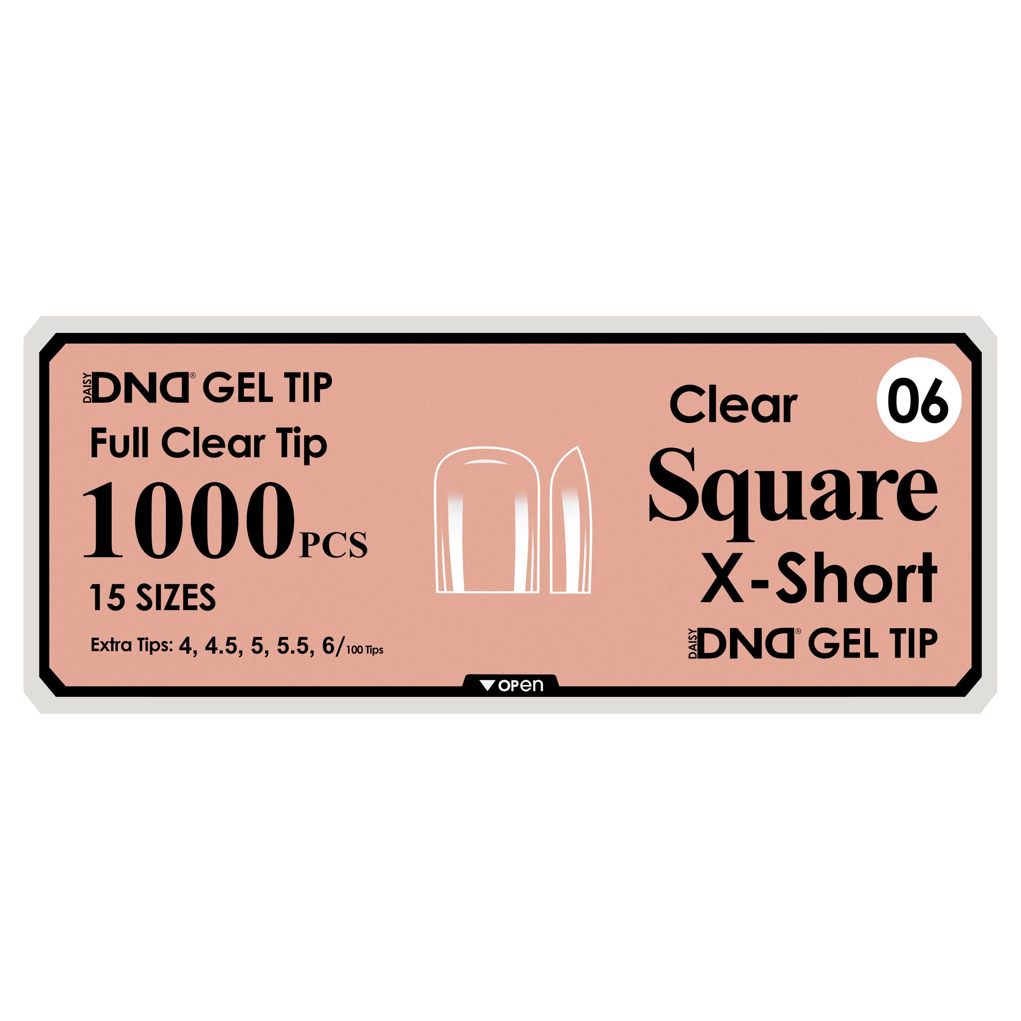 DND Full Clear Gel Tips #06 Square X-Short (1000 pcs)