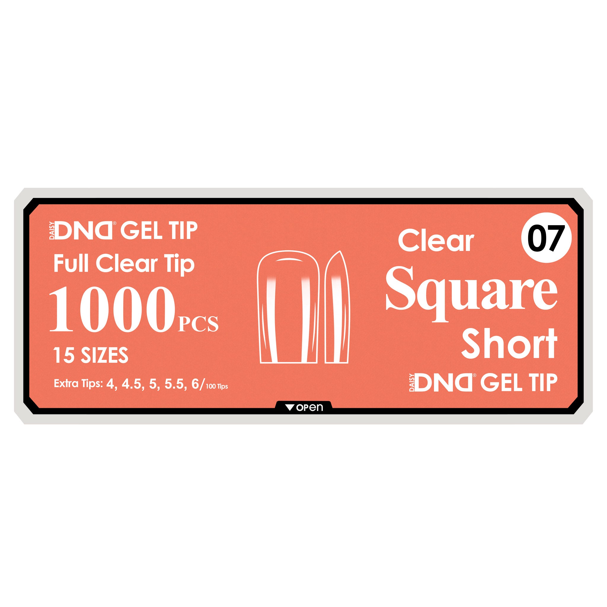 DND Full Clear Gel Tips #07 Square Short (1000 pcs)