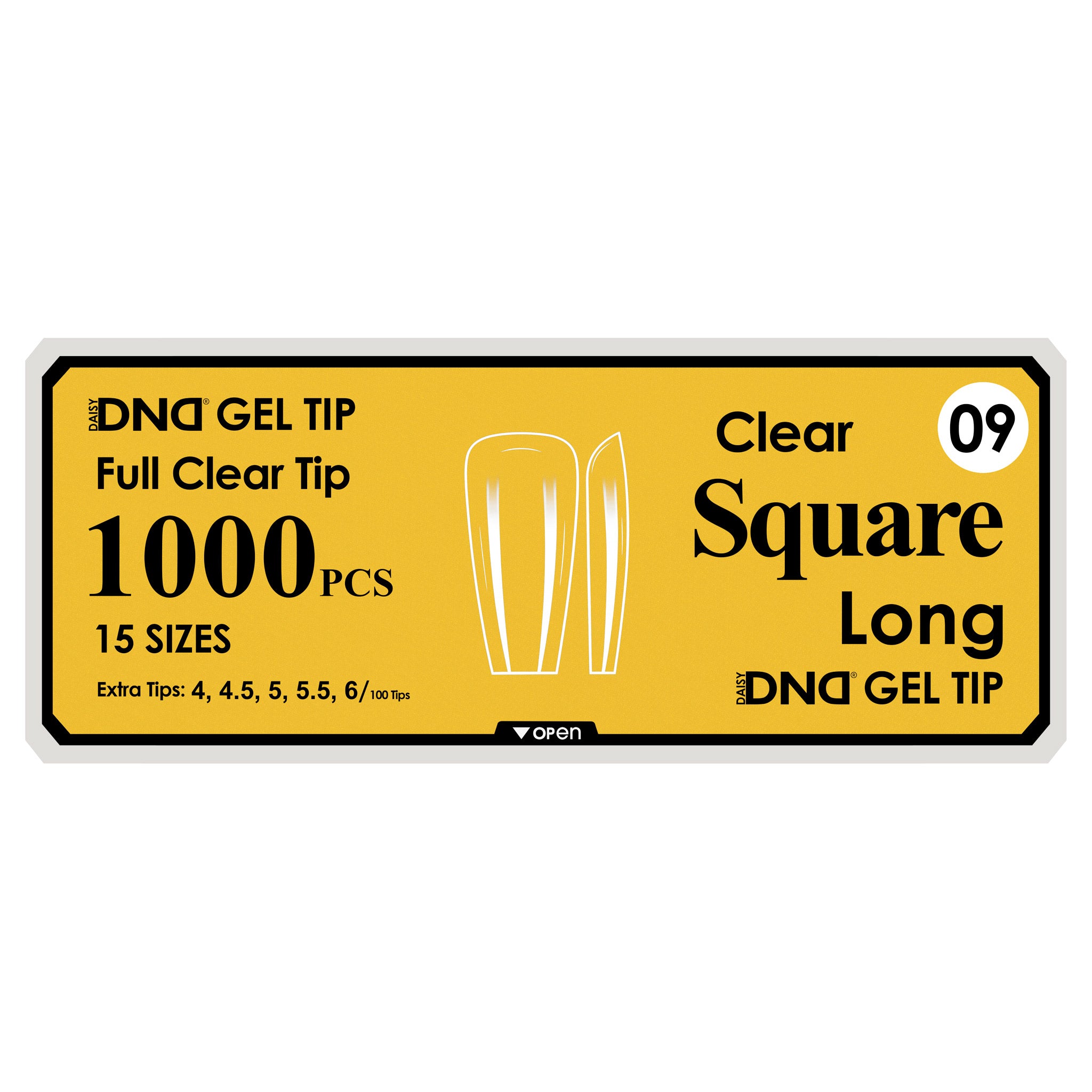 DND Full Clear Gel Tips #09 Square Long (1000 pcs)